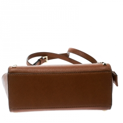 Pre Owned Michael Michael Kors Brown Leather Medium Studded Selma Crossbody Bag 