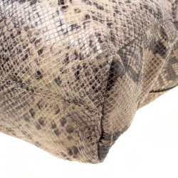 Pre Owned Michael Michael Kors Beige Python Embossed Leather Tote