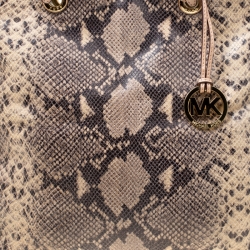 Pre Owned Michael Michael Kors Beige Python Embossed Leather Tote