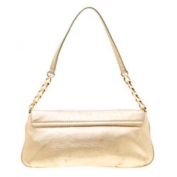 Pre Owned حقيبة كتف مايكل مايكل كورس جلد ذهبية فاتحة