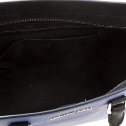 Pre Owned Michael Michael Kors Blue/Black Saffiano Leather Medium Selma Tote
