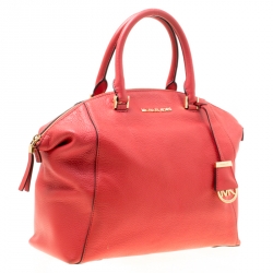 Pre Owned MICHAEL Michael Kors Red Leather Riley Top Handle Bag