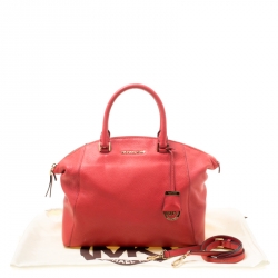 Pre Owned MICHAEL Michael Kors Red Leather Riley Top Handle Bag
