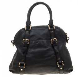 Pre Owned MICHAEL Michael Kors Black Leather Bedford Top Handle Bag