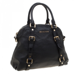 Pre Owned MICHAEL Michael Kors Black Leather Bedford Top Handle Bag