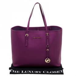 Pre Owned حقيبة يد مايكل مايكل كورس سفر جت ست جلد سافيانو بنفسجية