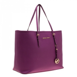 Pre Owned حقيبة يد مايكل مايكل كورس سفر جت ست جلد سافيانو بنفسجية