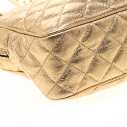 Pre Owned MICHAEL Michael Kors Gold Metallic Leather Large Sloan Chain Shoulder Bag