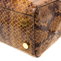 Michael Michael Kors Brown Python Embossed Leather Top Handle Bag