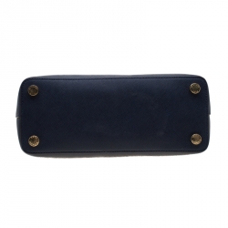 Pre Owned Michael Kors Blue Leather Cindy Dome Top Handle Bag