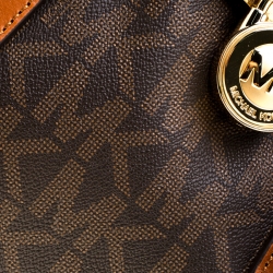 مملوكة مسبقًا حقيبة يد مايكل مايكل كورس هاميلتون كبيرة جلد شعار بنية