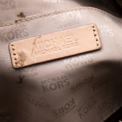 Pre Owned MICHAEL Michael Kors Gunmetal Metallic Mirror Signature PVC Satchel