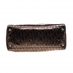 Pre Owned MICHAEL Michael Kors Gunmetal Metallic Mirror Signature PVC Satchel
