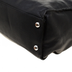 Pre Owned Michael Kors Black Leather East West Hamilton Tote