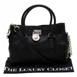 Pre Owned MICHAEL Michael Kors Black Leather Hamilton Tote
