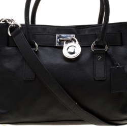 Pre Owned MICHAEL Michael Kors Black Leather Hamilton Tote