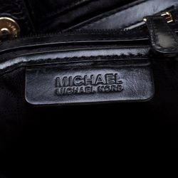 Pre Owned Michael Michael Kors Black Leather Double Zip Jet Set Tote