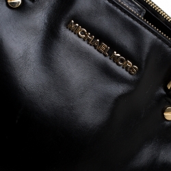 Pre Owned Michael Michael Kors Black Leather Double Zip Jet Set Tote