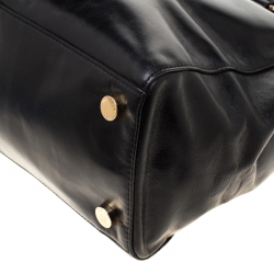 Pre Owned Michael Michael Kors Black Leather Double Zip Jet Set Tote