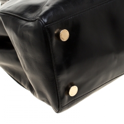 Pre Owned Michael Michael Kors Black Leather Double Zip Jet Set Tote