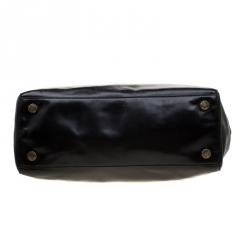 Pre Owned Michael Michael Kors Black Leather Double Zip Jet Set Tote