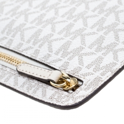 Pre Owned MICHAEL Michael Kors Off White Sail Boat Travel Wristlet