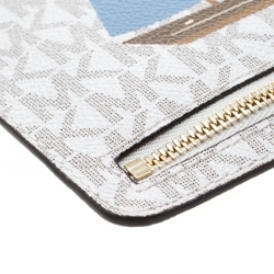 Pre Owned MICHAEL Michael Kors Off White Sail Boat Travel Wristlet