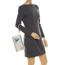 Pre Owned MICHAEL Michael Kors Off White Sail Boat Travel Wristlet