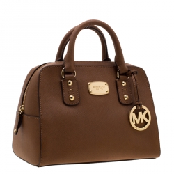 مملوكة مسبقًا MICHAEL Michael Kors Brown Saffiano Leather Satchel
