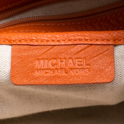 Pre Owned MICHAEL Michael Kors Beige/Orange Raffia and Leather Basket Tote