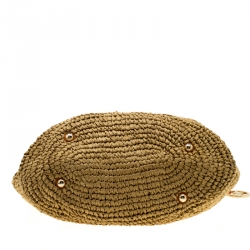 Pre Owned MICHAEL Michael Kors Beige/Orange Raffia and Leather Basket Tote