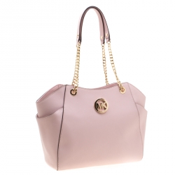 Pre Owned Michael Michael Kors Blush Pink  Leather Jet Set Travel Chain Shoulder Bag