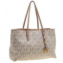 مملوكة مسبقًا حقيبة يد مايكل مايكل كورس دت ست شوبر جلد وكانفاس مقوى شهيرة بيج