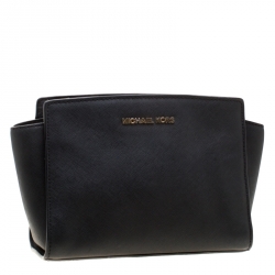 Pre Owned Michael Michael Kors Black Leather Mini Selma Tote 