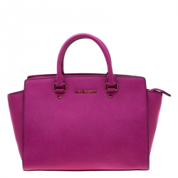 MICHAEL Michael Kors Fuschia Leather Large Selma Tote