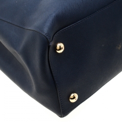 Pre Owned MICHAEL Michael Kors Navy Blue Leather Jet Set  Travel Tote 