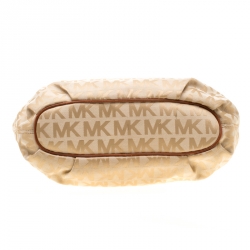 Pre Owned حقيبة يد مايكل مايكل كورس شراشيب حلقة جلد وكانفاس شهيرة بنية/ بيج