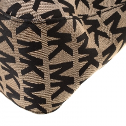 مملوكة مسبقًا MICHAEL Michael Kors Beige/Black Signature Canvas Small Top Zip Shoulder Bag