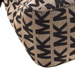 مملوكة مسبقًا MICHAEL Michael Kors Beige/Black Signature Canvas Small Top Zip Shoulder Bag
