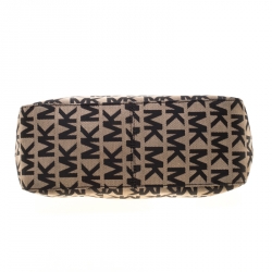 مملوكة مسبقًا MICHAEL Michael Kors Beige/Black Signature Canvas Small Top Zip Shoulder Bag