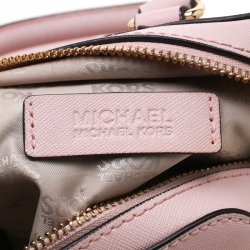 Pre Owned MICHAEL Michael Kors Light Pink Leather Top Zip Satchel