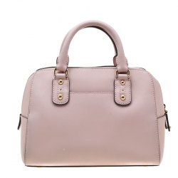 Pre Owned MICHAEL Michael Kors Light Pink Leather Top Zip Satchel