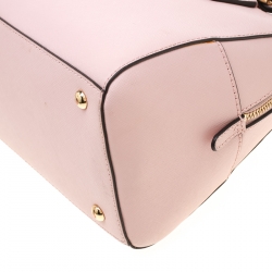 Pre Owned MICHAEL Michael Kors Light Pink Leather Top Zip Satchel