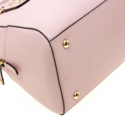 Pre Owned MICHAEL Michael Kors Light Pink Leather Top Zip Satchel