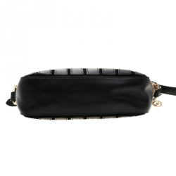 Pre Owned MICHAEL Michael Kors Black Leather Brooklyn Stripe Camera Crossbody Bag