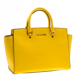 Pre Owned حقيبة مايكل مايكل كورس سلما كبيرة جلد سافيانو صفراء