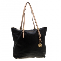 Pre Owned حقيبة يد مايكل مايكل كورس جت ست جلد سوداء