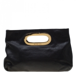 Pre Owned MICHAEL Michael Kors Black Leather Berkley Clutch