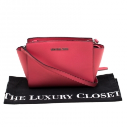 Pre Owned MICHAEL Michael Kors Pink Leather Medium Selma Crossbody Bag 