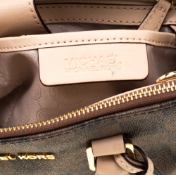 Pre Owned MICHAEL Michael Kors Brown Checkboard Coated canvas Sutton Satchel